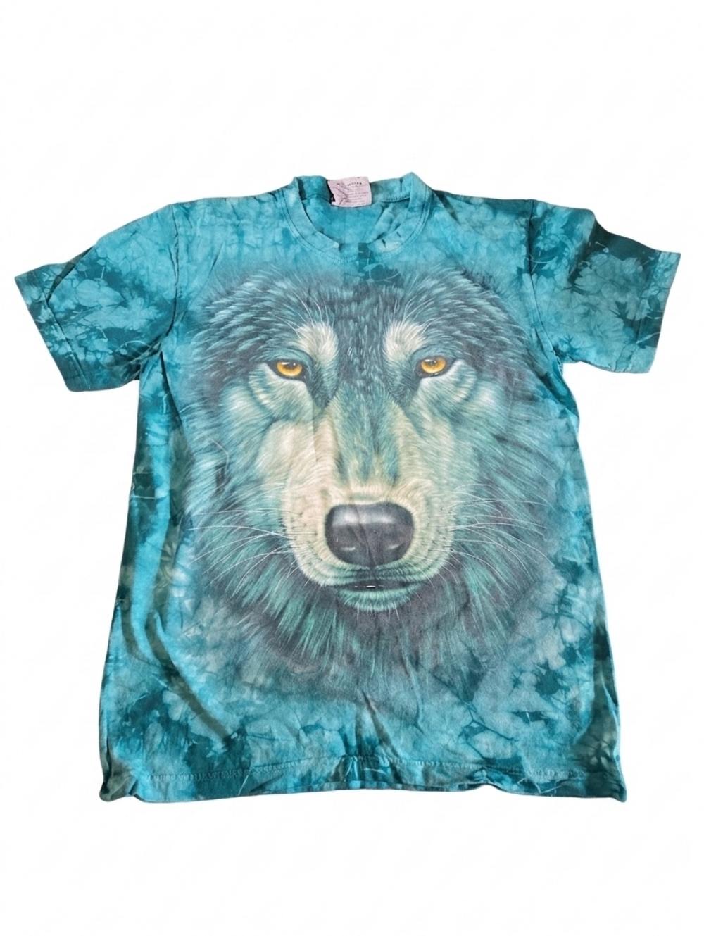 Rock Nature Rock Wolf Face Tie Dye 100% Cotton TShirt Mens M Y2k Vintage